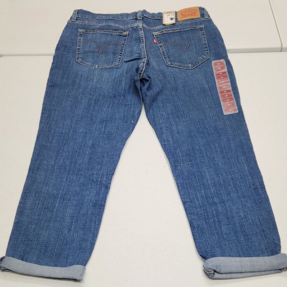 NEW w DEFECT Levi's BOYFRIEND Mid Rise Relaxed Tapered Blue Stretch Jeans 14 - Picture 2 of 6